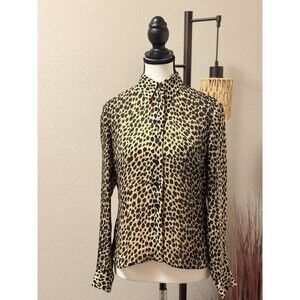 INC International Concepts Silk Animal Print Petite Long Sleeve Blouse Size 4P